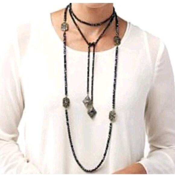 HEIDI DAUS Necklace Crystal Trilo Beaded Lariat New $259 Layering Tanzanite - Picture 2 of 7